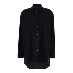 Plain Women Oversized Black Shirt In Cotton Woman